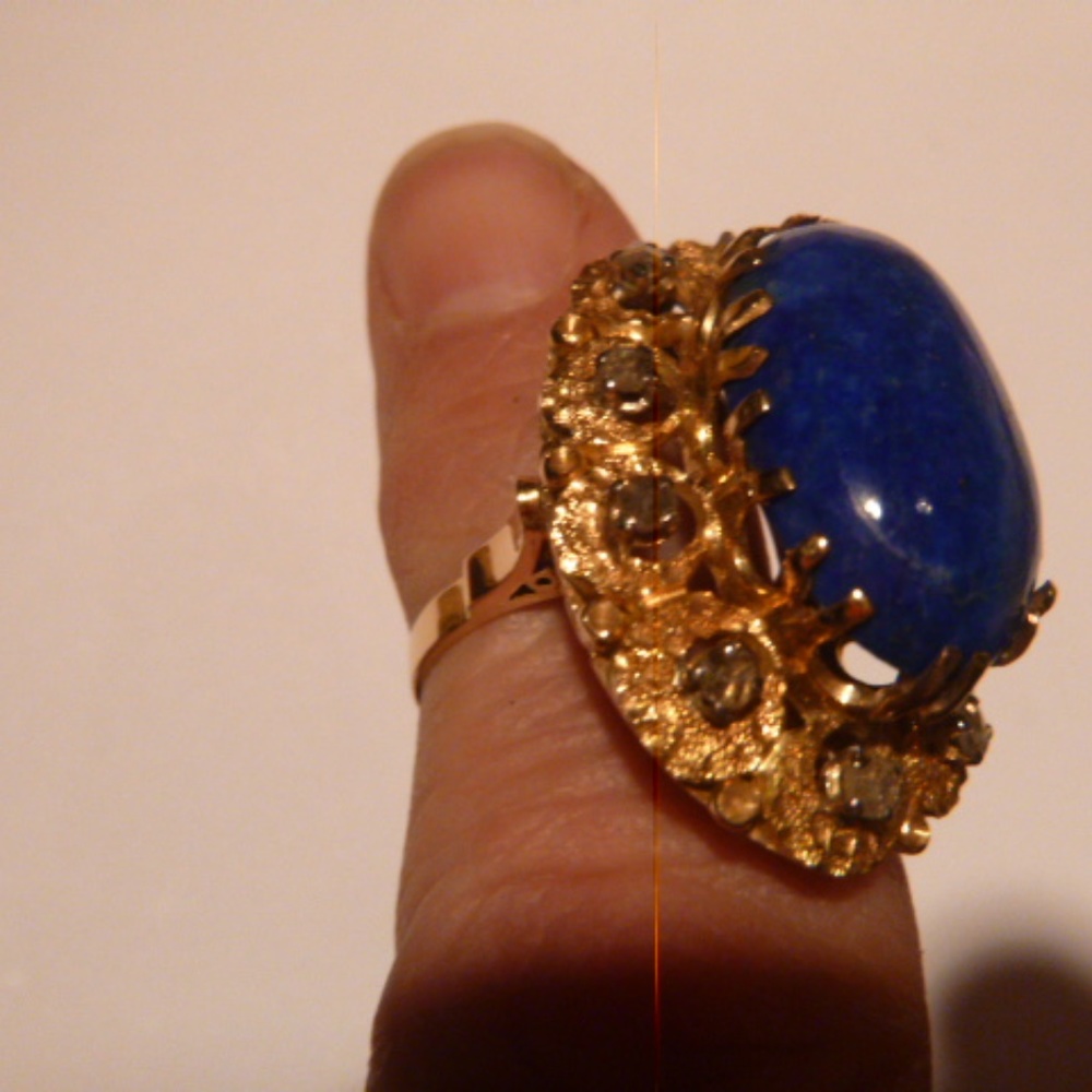 Antique Ring Lapis Lazuli with Diamonds 18kgold